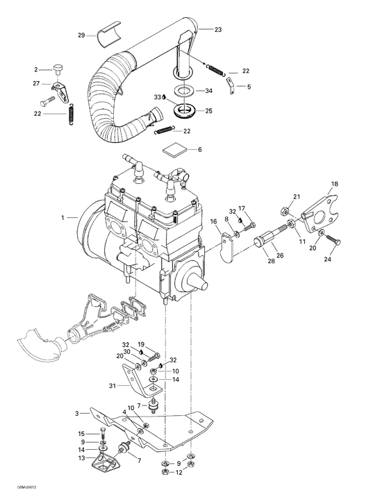 01- engine support and muffler
