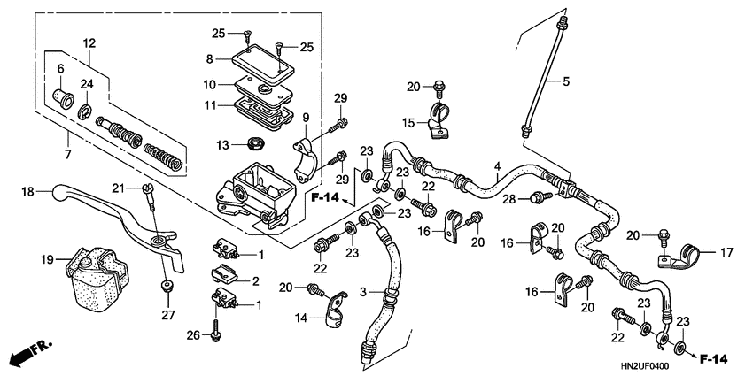Front brake master cylinder
