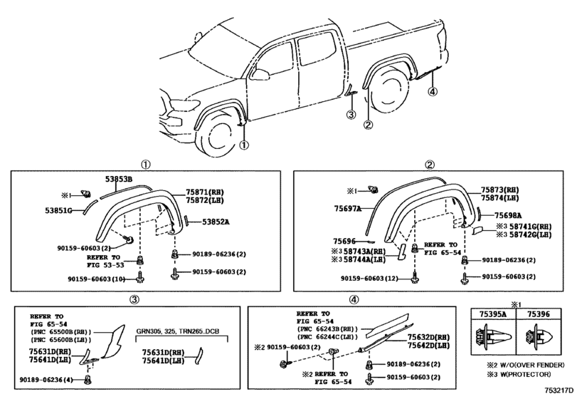 Moulding for 2015 - 2017 Toyota TACOMA GRN305 | U.S.A. sales region ...