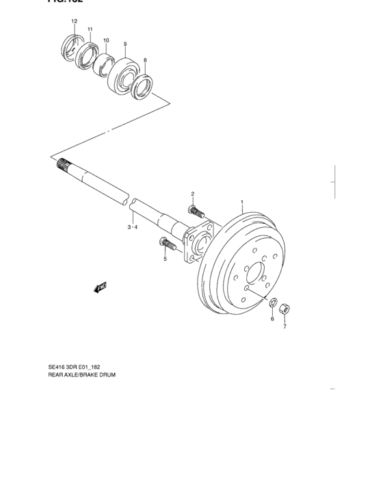 Rear axle and brake drum