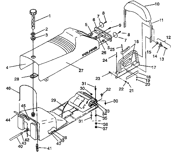 Seat and gas tank assembly