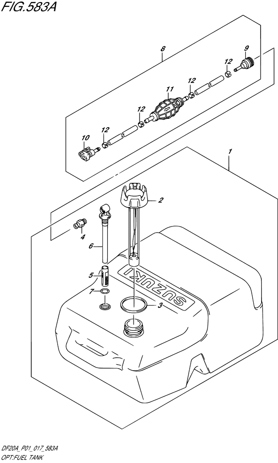 Optfuel tank for 2017 Suzuki DF20A General Export No.1 (P01) sales region, Pearl Nebular