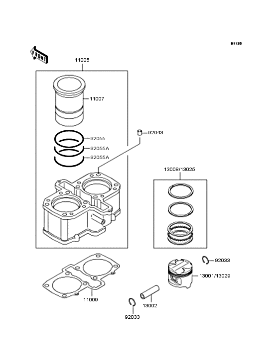 Cylinder/piston
