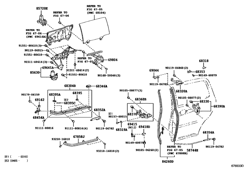 Rear Door Window Regulator & Hinge
