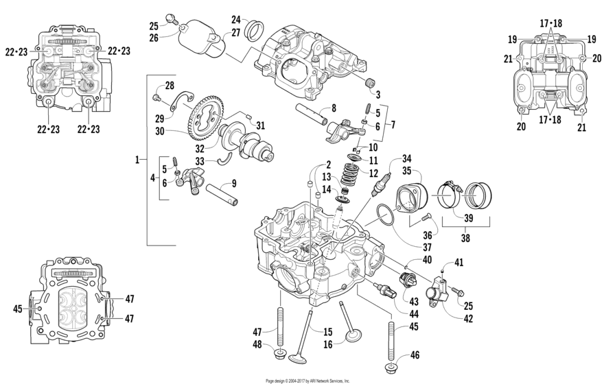 Cylinder Head And Camshaft/valve Assembly (Up To Engine Serial No. 0309069)
