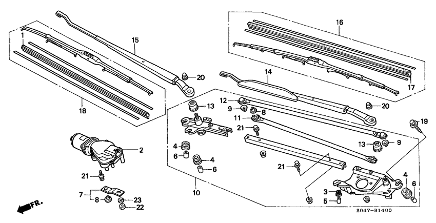 Front windshield wiper