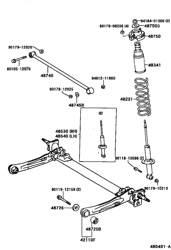 Rear Spring & Shock Absorber for 1996 - 1999 Toyota STARLET EP91 ...