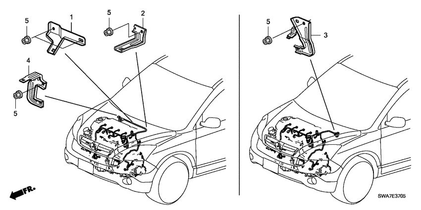 Engine wire harness stay