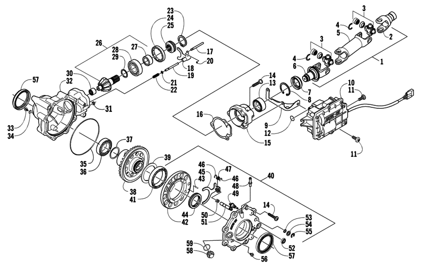 Front drive gearcase assembly