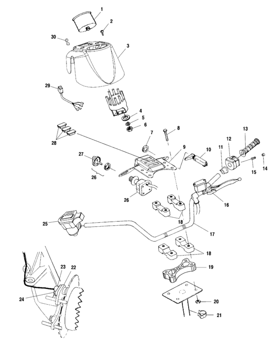 Handlebar and headlight pod