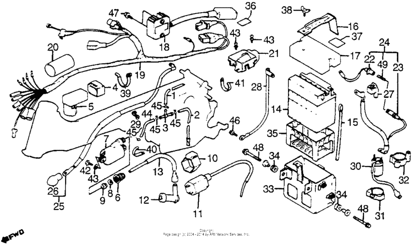 Wire harness + coil + battery