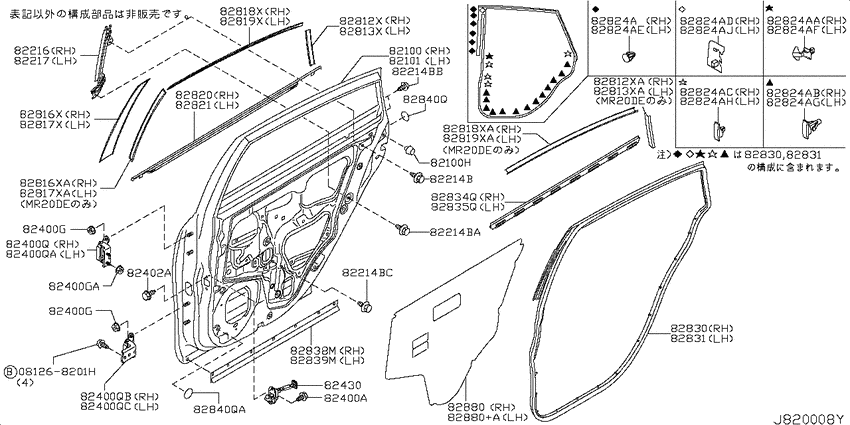 Rear door panel & fitting