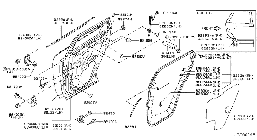 Rear door panel & fitting