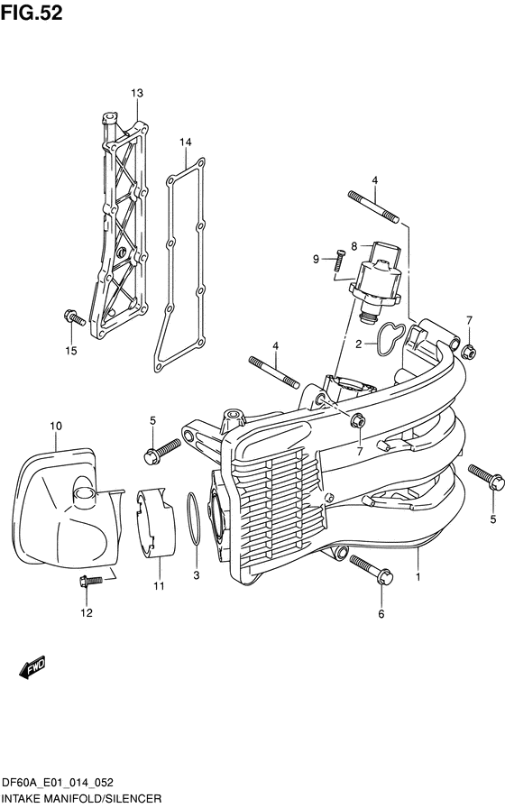 Intake manifold/silencer/exhaust cover