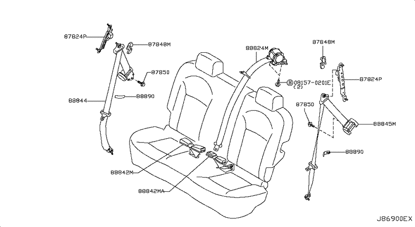 Rear seat belt