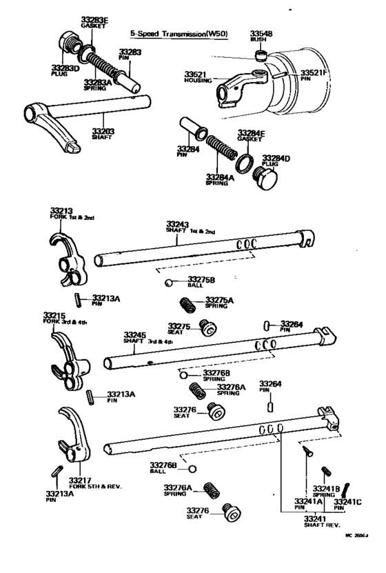 Gear Shift Fork & Lever Shaft (Mtm)