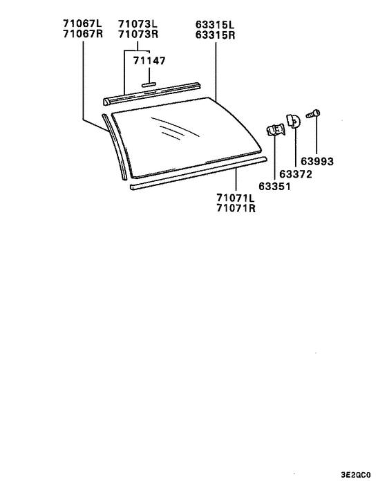 Qtr window glass & moulding
