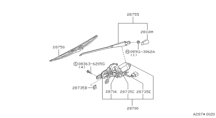 Rear window wiper