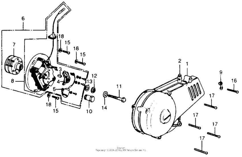 Left crankcase cover + alternator