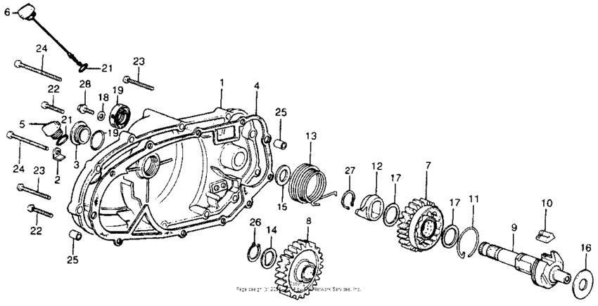 Right crankcase cover + kick starter