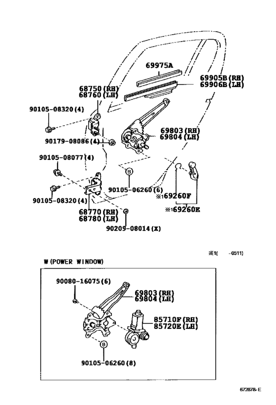 Rear Door Window Regulator & Hinge