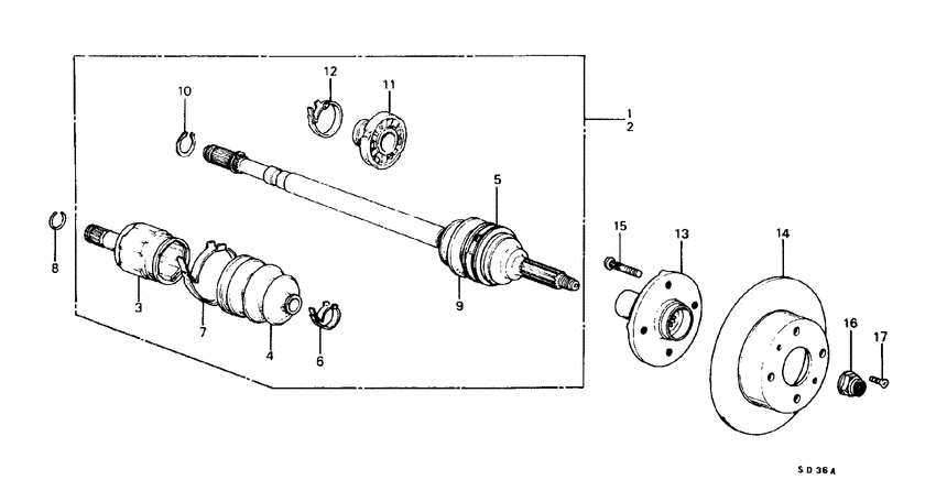 Driveshaft/ front brake disk