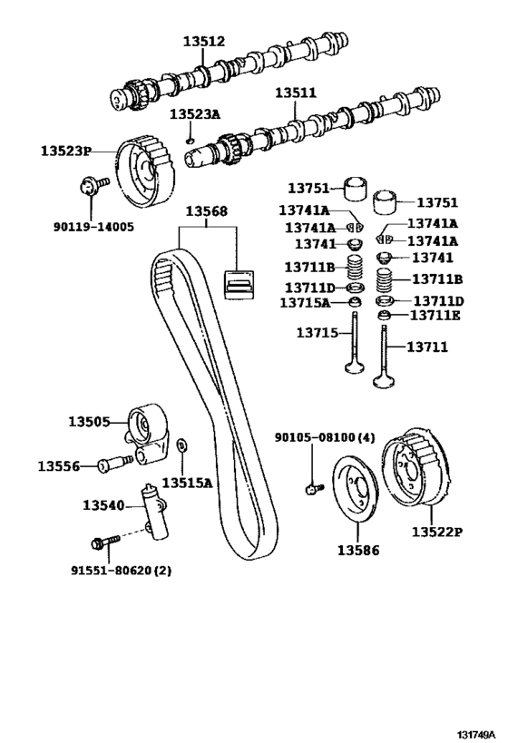 Ремень грм тойота хайлюкс. Ремень ГРМ Toyota 13568-39016. 1355667010 Toyota. Toyota 1350567042. Toyota-Lexus 1355667010 болт.