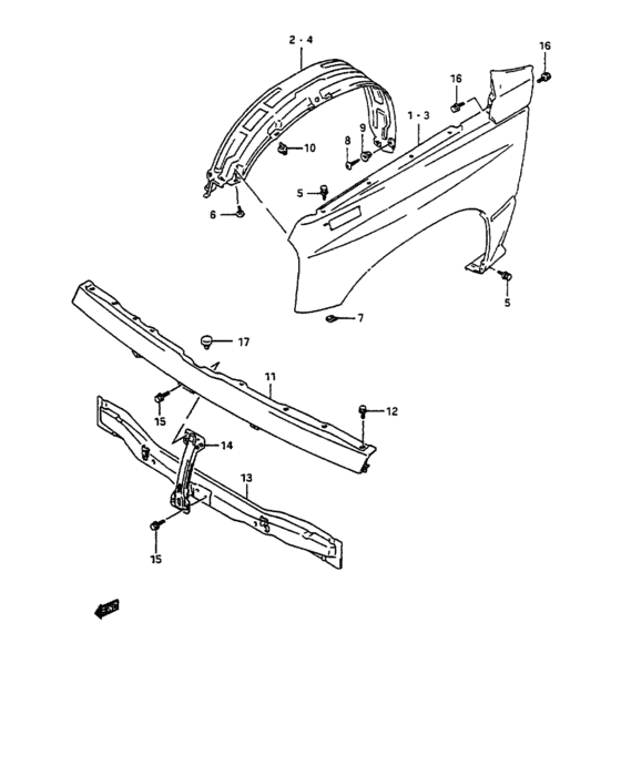 Front fender and lining