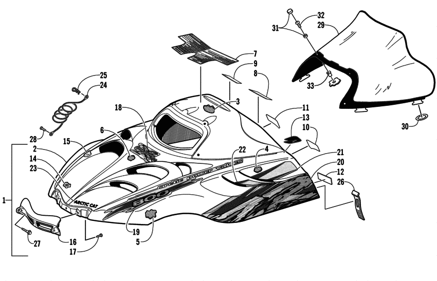 Hood And Windshield Assembly
