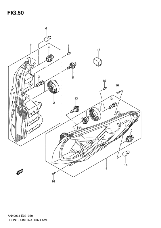 Front combination lamp