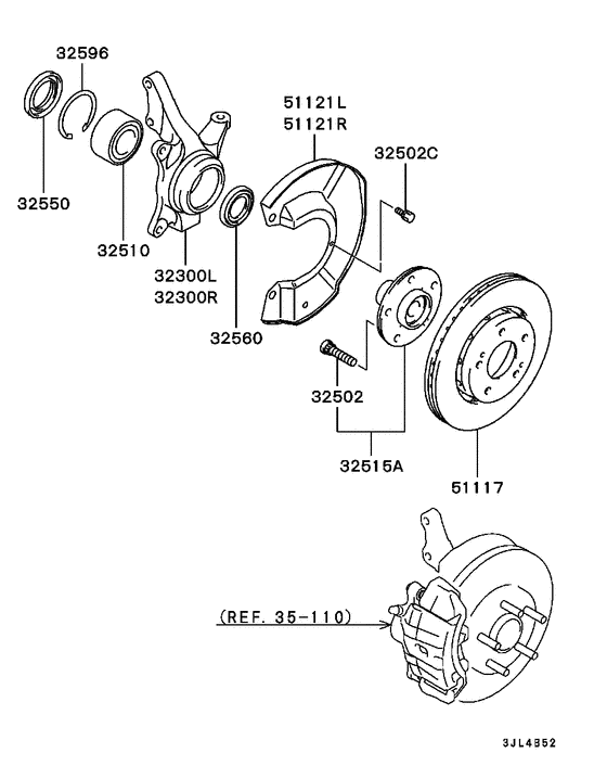 Front axle hub & drum
