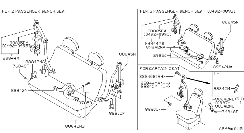 Rear seat belt