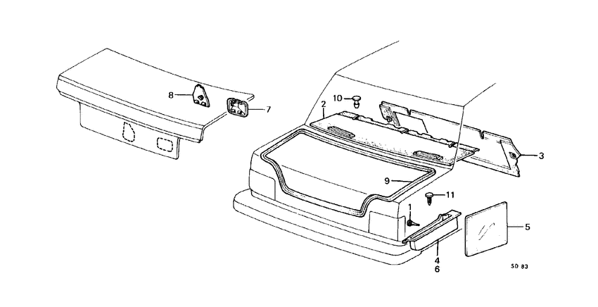 Rear tray/trunk side tray