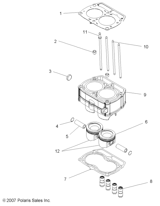 Engine, piston and cylinder