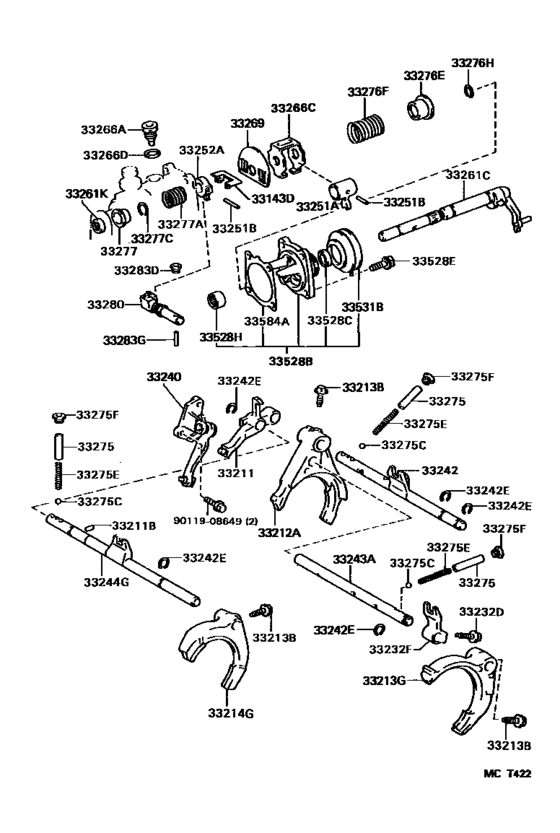 Gear Shift Fork & Lever Shaft (Mtm)