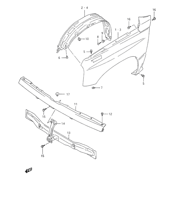 Front fender and lining