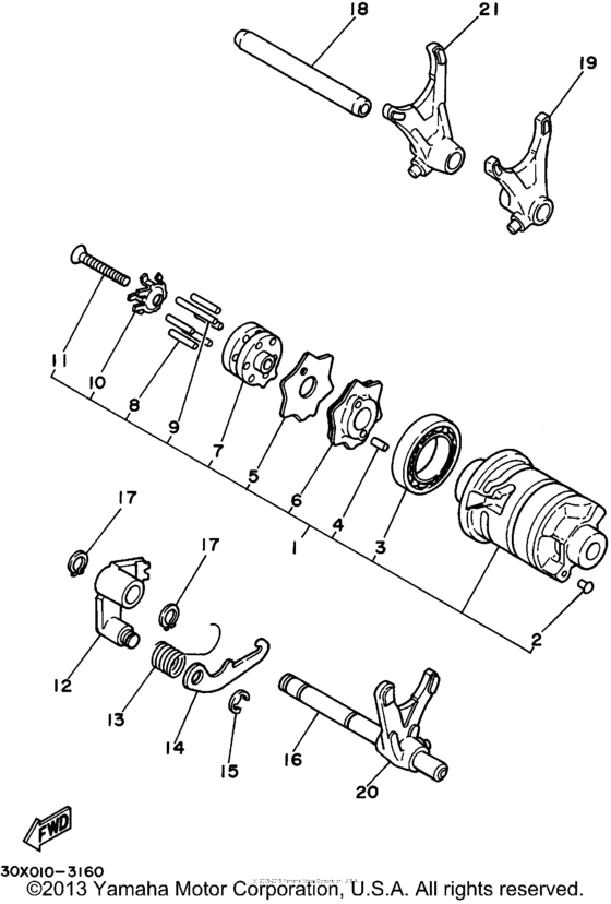 Shift cam - shift fork