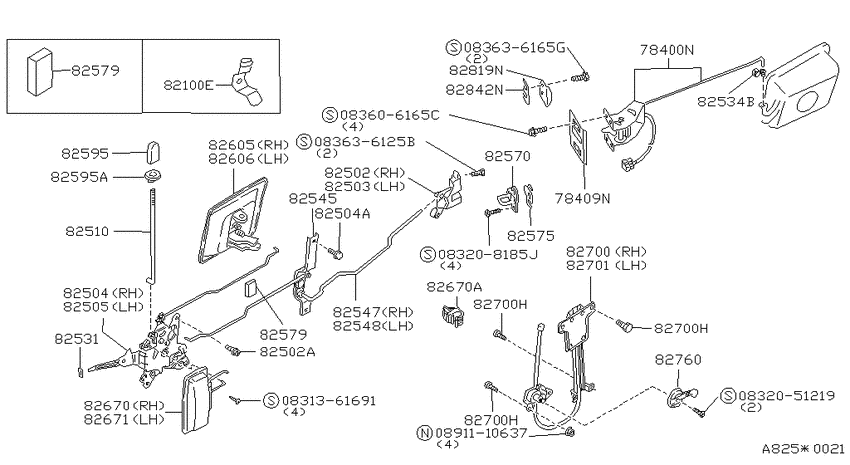 Rear door lock & handle