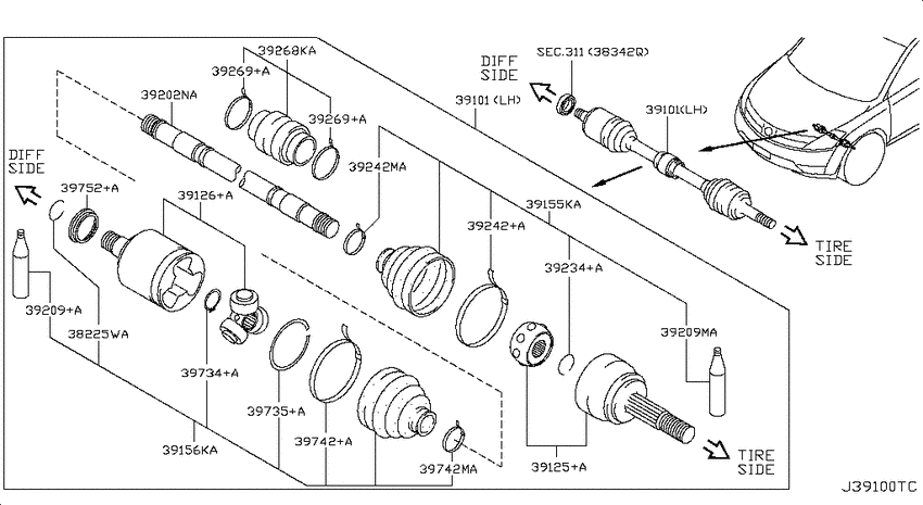 Front drive shaft (ff)