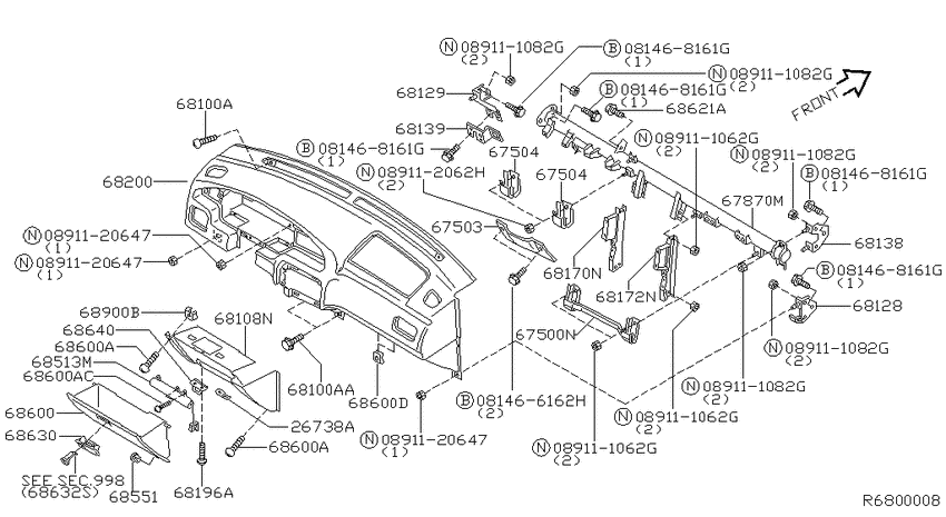 Instrument panel, pad & cluster lid