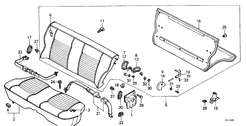 Rear seat component