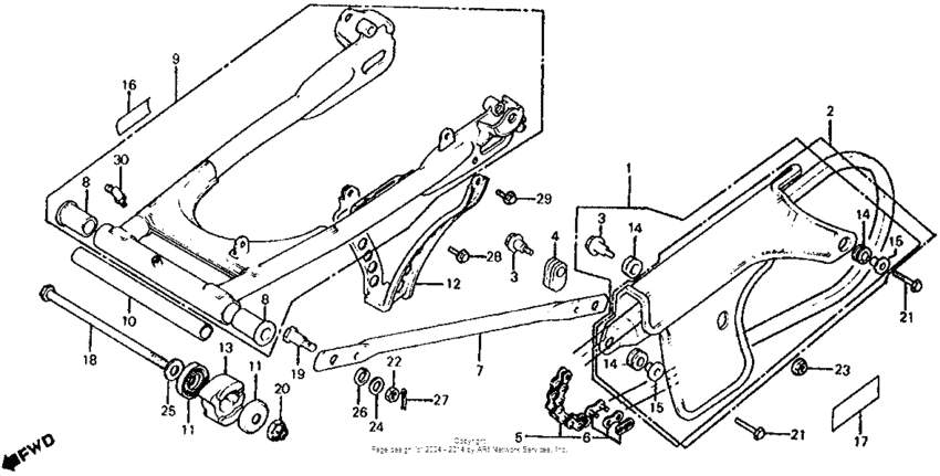 Xl100s swingarm + chain guard 79-80