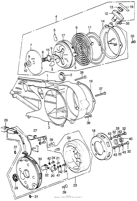 Left crankcase cover + alternator + recoil starter