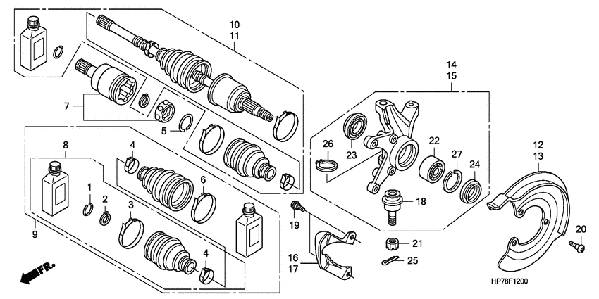 Front knuckle/front drive shaft
