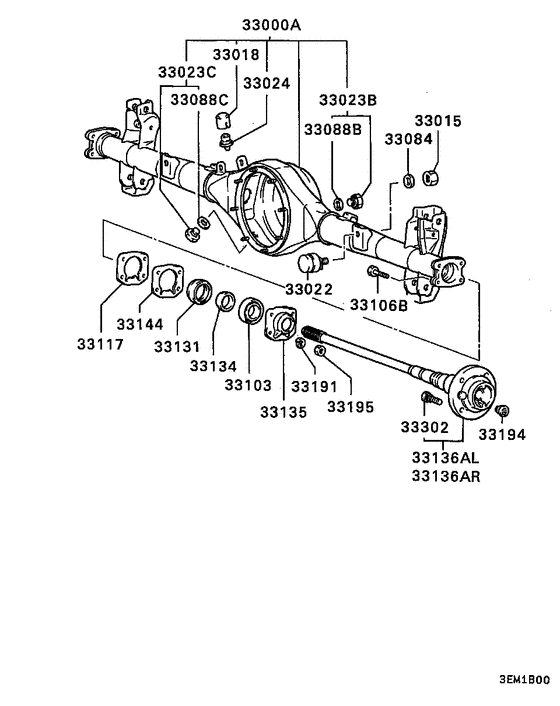 Rear axle housing & shaft