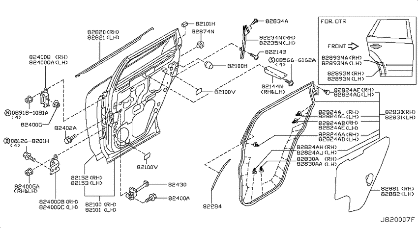 Rear door panel & fitting