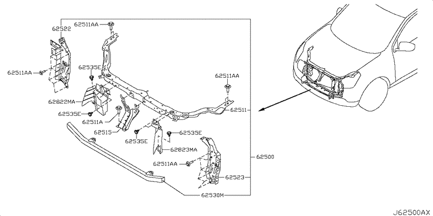 Front apron & radiator core support