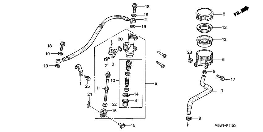Rear brake master cylinder
