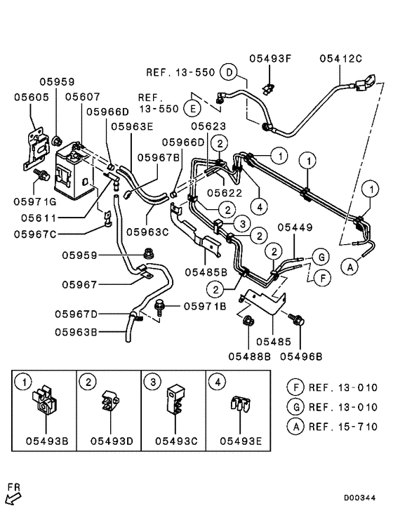Fuel line & vapor gas control for 2007 2008 Mitsubishi PAJERO/MONTERO