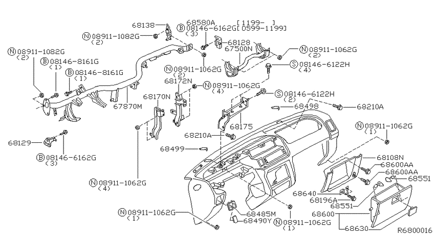 Instrument panel, pad & cluster lid